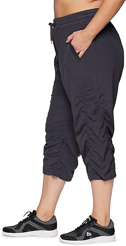 Miniatura 4 de RBX Active - Pantalón capri con cordón para mujer talla grande ligero tejido y a la moda
