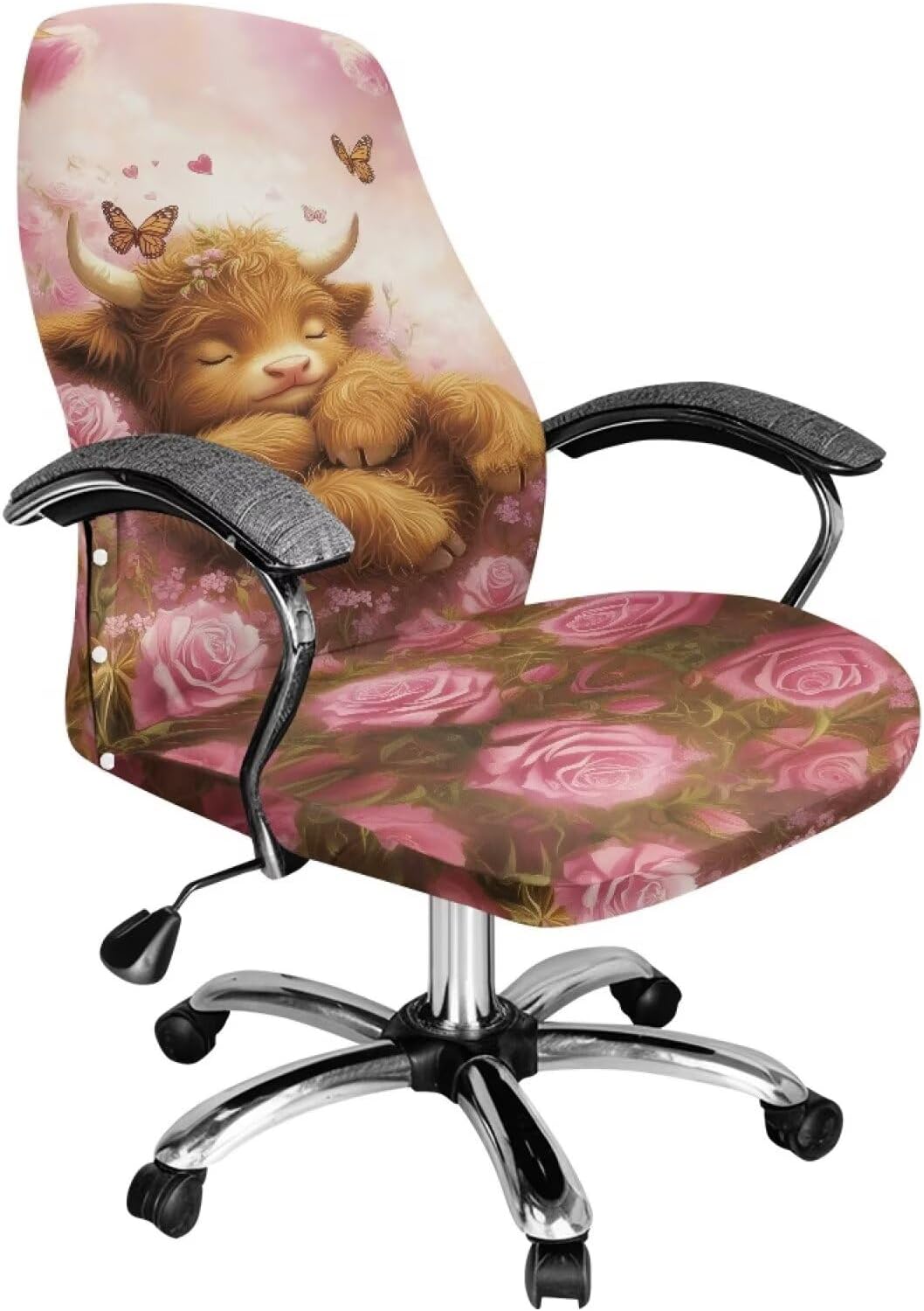 Cute Schnauzer Desk Chair Cover Sunflower Chair Cover Stretchable Computer Chair Covers Universal High Back Chair Slipcover for Women Large