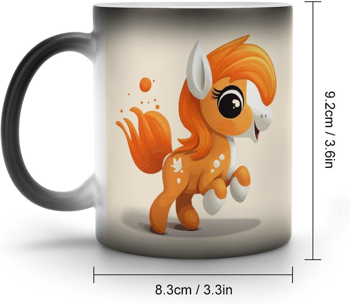 Color Changing Cups,Cute Orange Pony Printed 11 Oz Ceramic Cups for Birthday Men Women