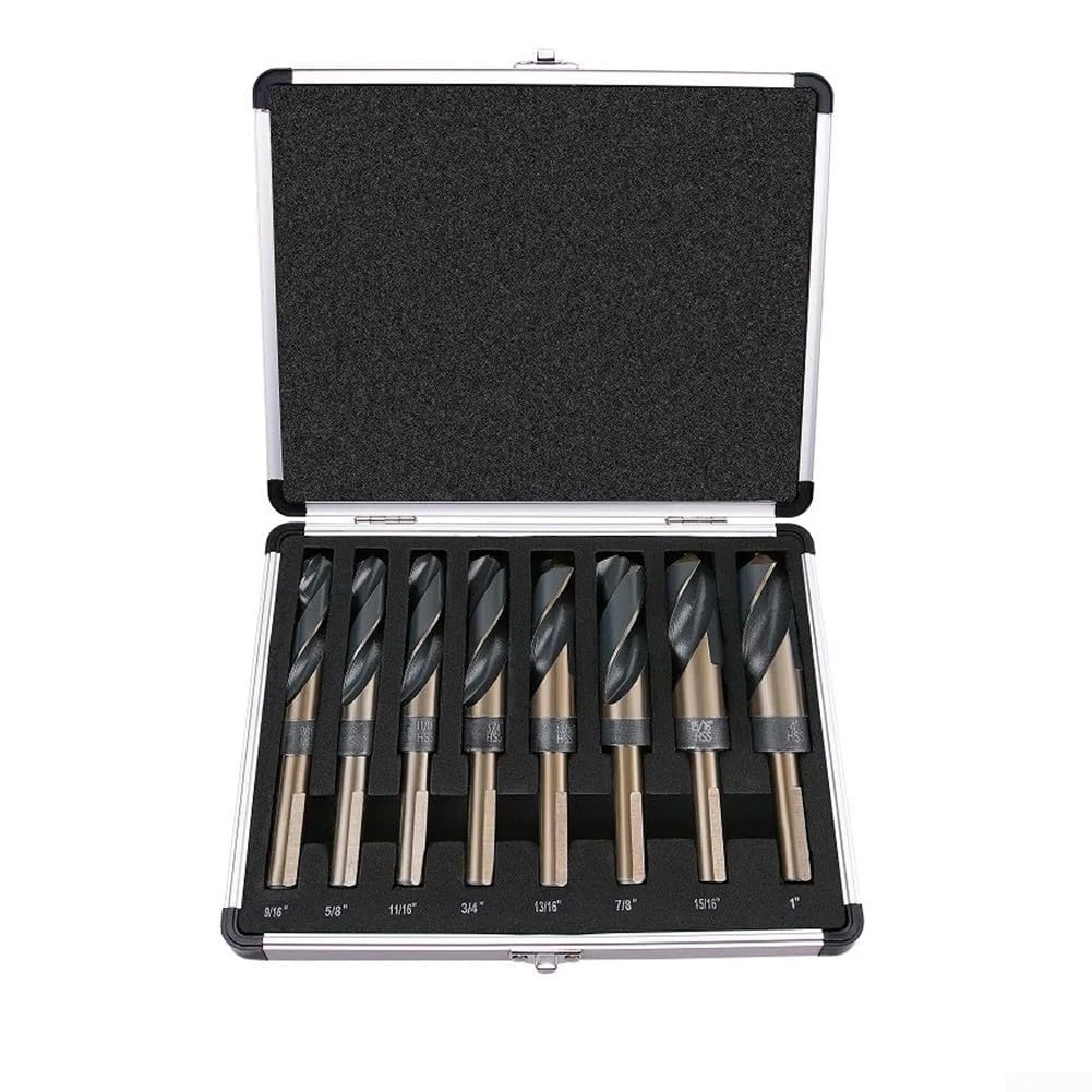 Juego de brocas, juego de brocas de banco de 12 pulgadas, ideal for trabajar metales y madera, vástago reducido de 12 pulgadas, 8 piezas