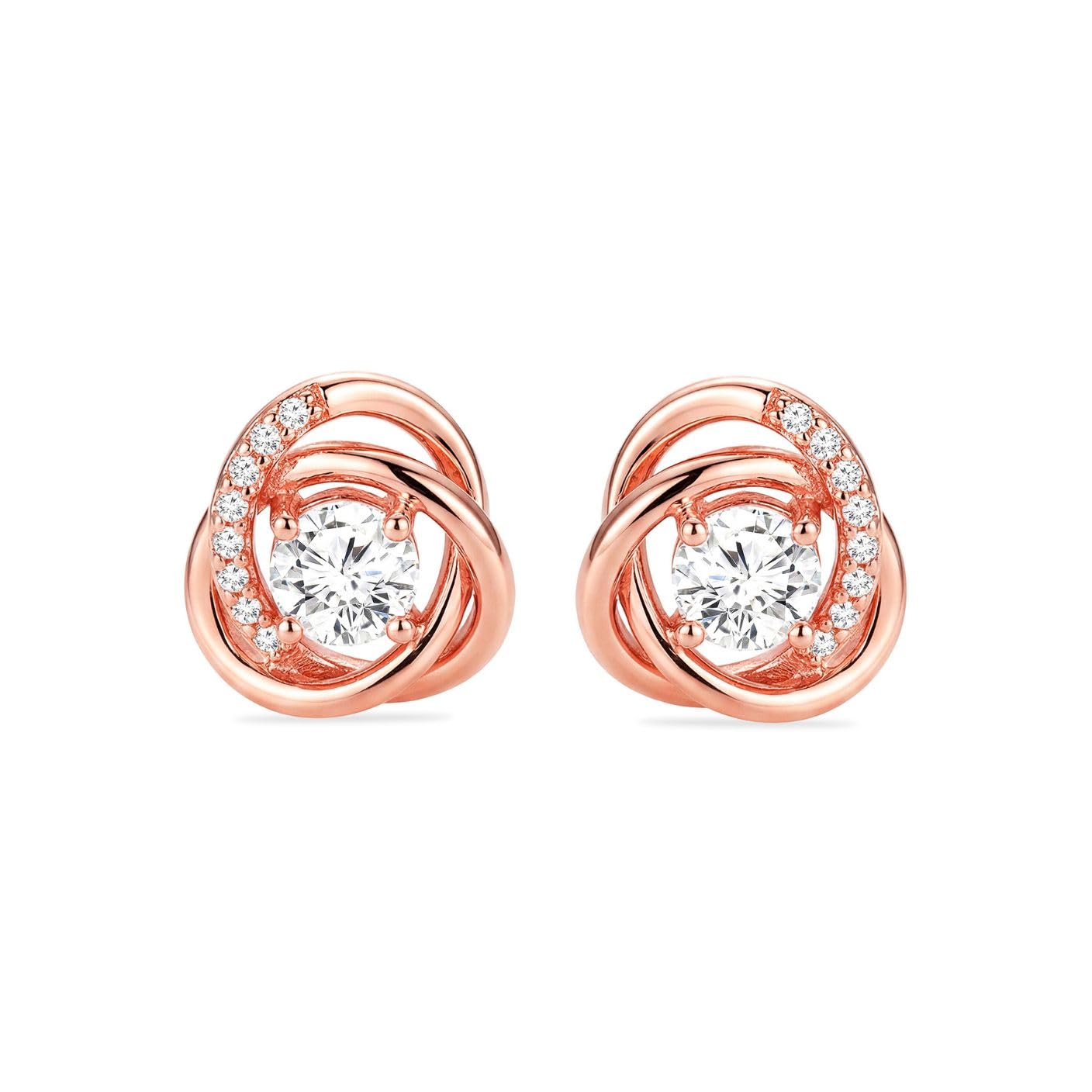 zavya Rose Gold Plated Cubic Zirconia Stud Earrings in 925 Silver-picture-1