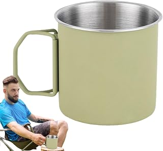 キャンプ用コーヒーカップ、ステンレススチール製キャンプ用マグ アイスアイスドリンクカップドリンクカップ折りたたみハンドルハンドルトラベルコーヒーマグトラベルコーヒーマグ