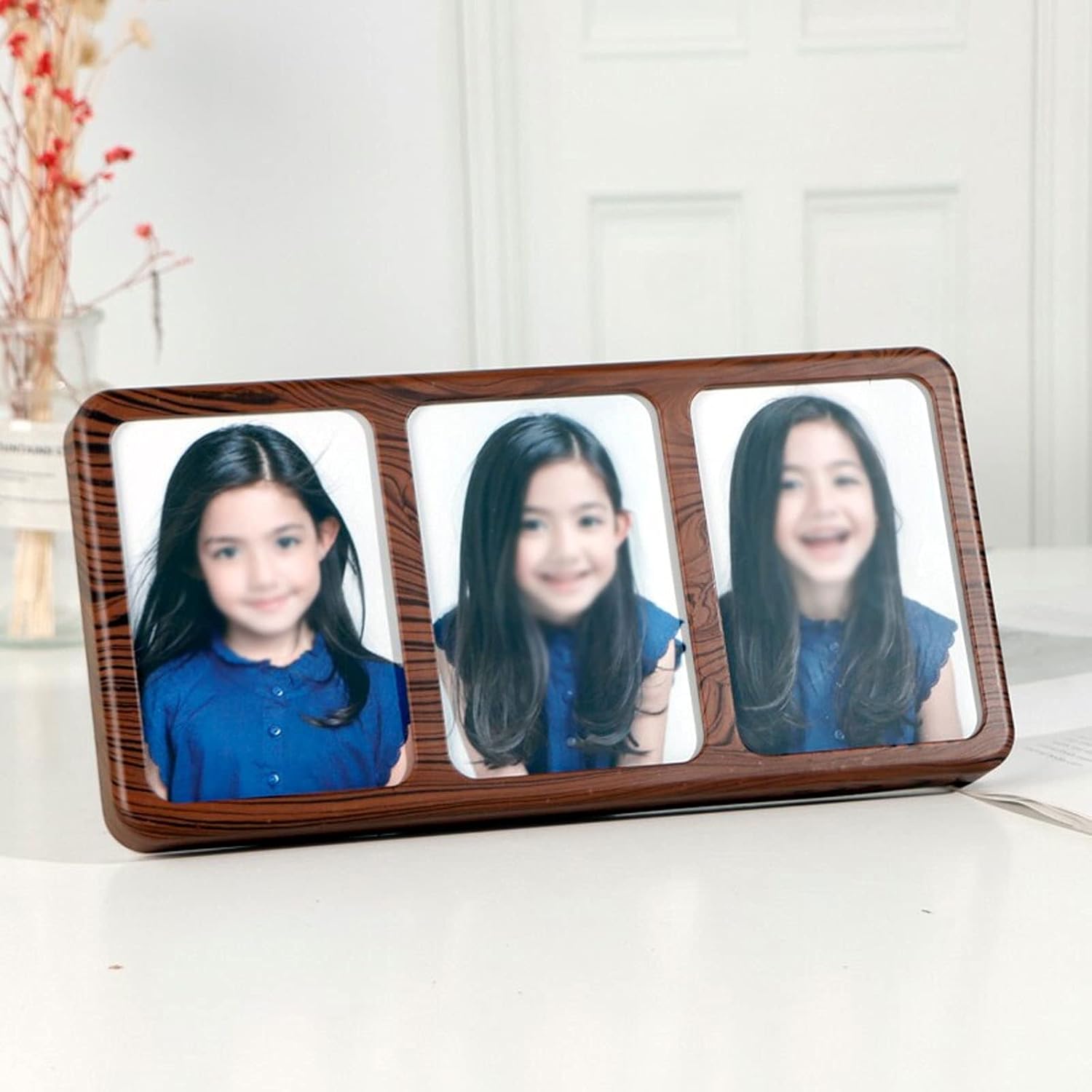 KIZQYN Picture Frame Collage Picture Frame 3 Openings, 3.5x5 Wall Mounting Display