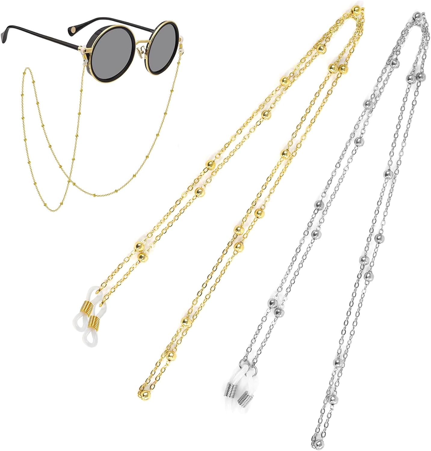 Chaîne De Lunettes Femme Damanse-gc001 - Breloque Décorative, Sangle Ajustable En Silicone - Pour Lunettes De Soleil, De Vue - Peut Se Porter En Collier - Longueur 70 Cm