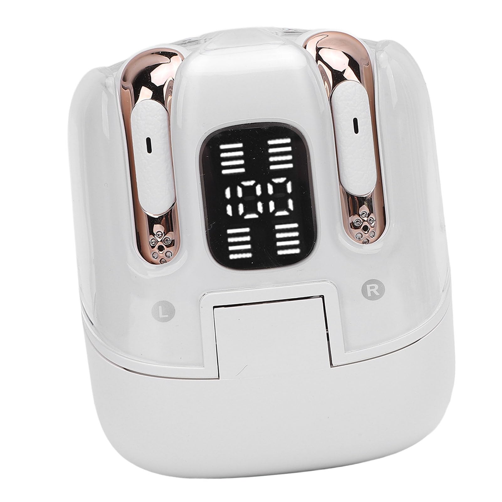2 Coppie Auricolari Wireless, Auricolari Bluetooth 5.4 Cuffie con Display a LED Digitale, Auricolari per Due Persone per Palestra di Allenamento Sportivo (WHITE)