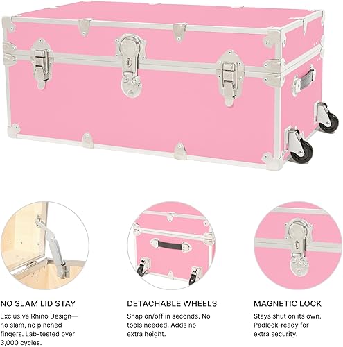 Miniatura 26 de Rhino Trunk & Case Baúl grande de vinilo en relieve de cuero, reposapiés de campamento de verano, baúl de almacenamiento para dormitorio