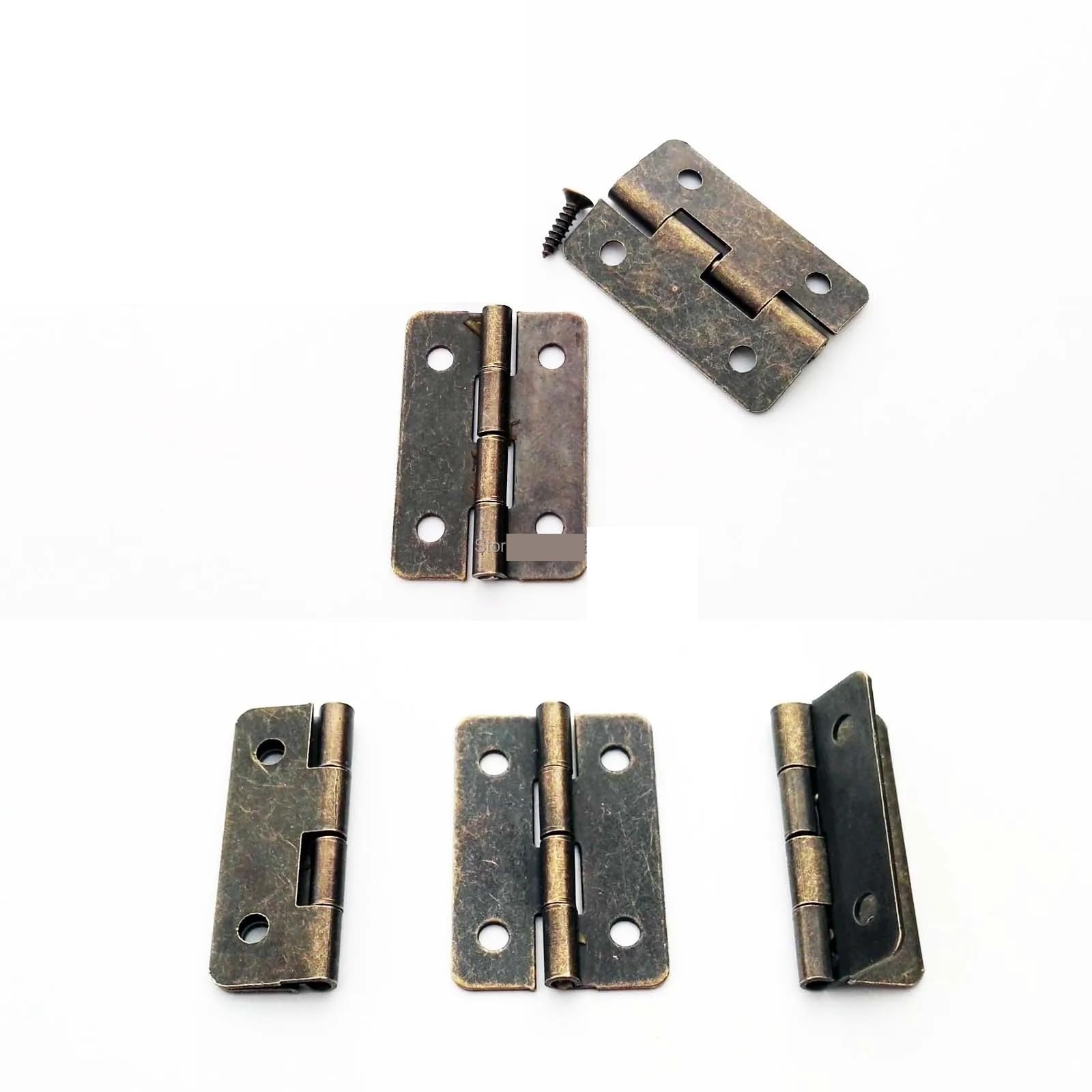 Rmwkrmogrf Small Golden 12X13mm Mini Small Heavy Duty Flat Wooden Box Case Cabinet Door Hinge With Screw 12Pcs(Small Golden 12X13mm)