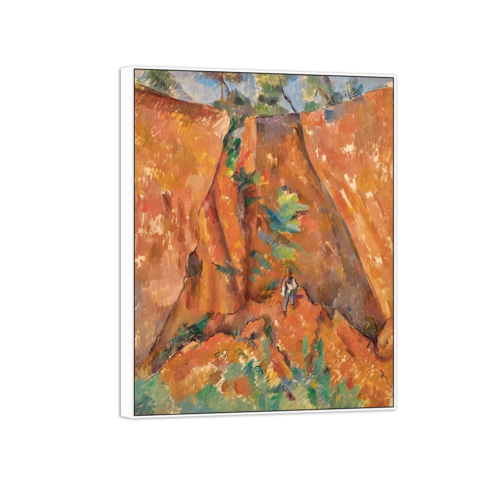 SDYSKKUG Canvas Wall Art Picture Decor Mountain by Paul Cezanne 50x40cm White Frame