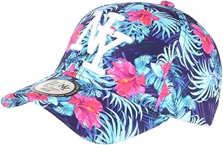Gorra infantil púrpura flores rosas tropicales béisbol NY Phuket de 7 a 12 años - Tamaño: Talla única - Color: Violeta - Niño, morado, Talla única