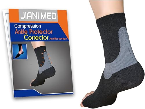 JianiMed Protector de Tobillo - Tendón de Aquiles, Soporte de compresión, Tensiones de tobillo, Esguinces, Protección, Uso diario, Taiwán Excellence