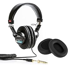 Sony MDR-7506 Professional Folding Headphones, Bundle with Remote Audio Ear Pads for Sony MDR-7506 Headphones, Pair