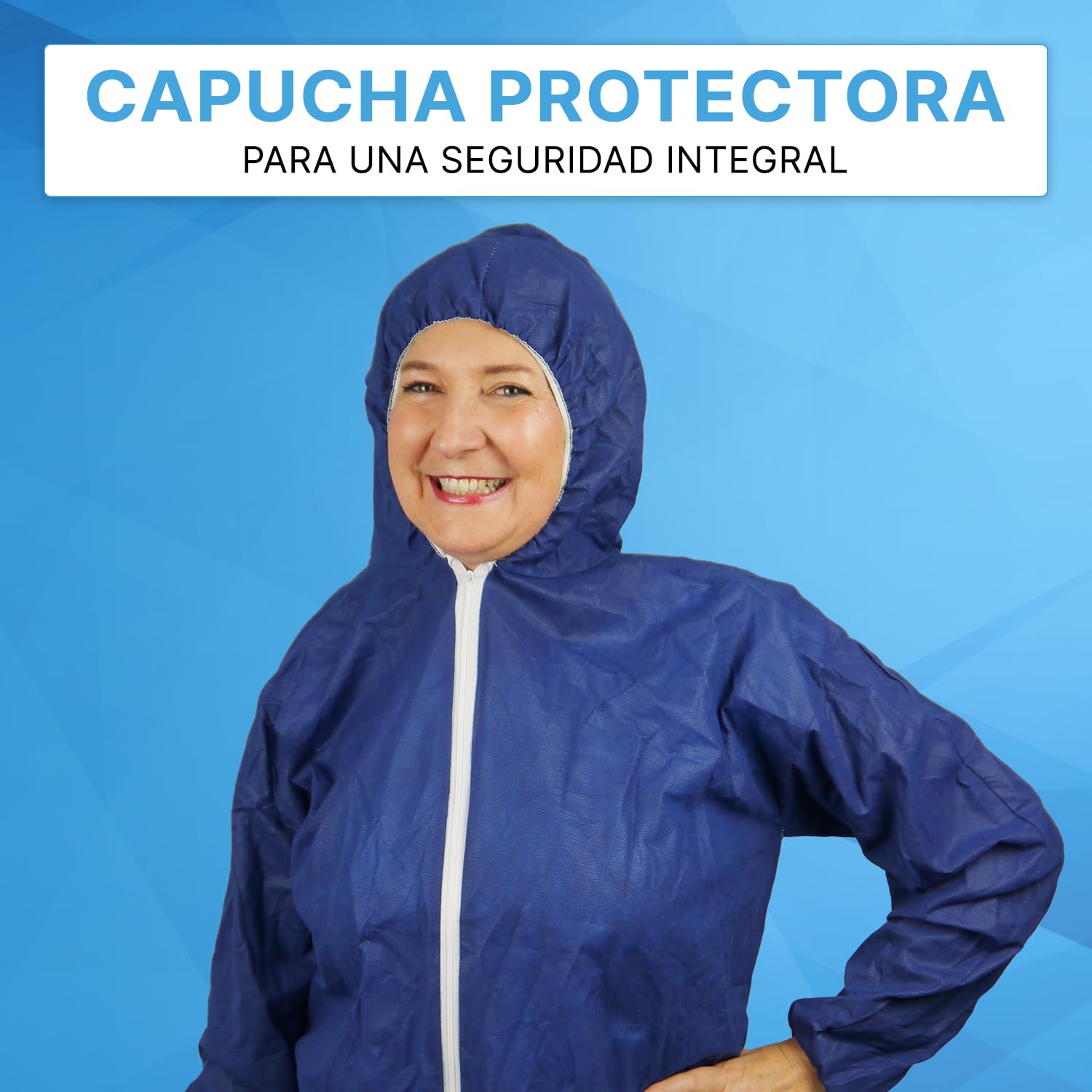 ARNOMED 50x Mono de protección PP extra fuerte, mono completo azul 50g/m², mono de pintor desechable XL, mono de trabajo para hombre/mujer con capucha, mono desechable, mono de protección desechable