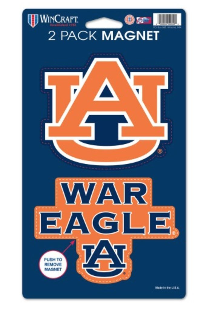 WinCraft NCAA Auburn University Tigers 2-Pack Die Cut Orange and Blue Team Logo Magnets