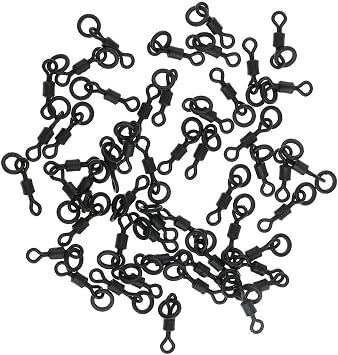 50Pcs Carp Fishing Swivels Mini Micro Hook Ring Swivels Connector Chod Rigs - 18mm