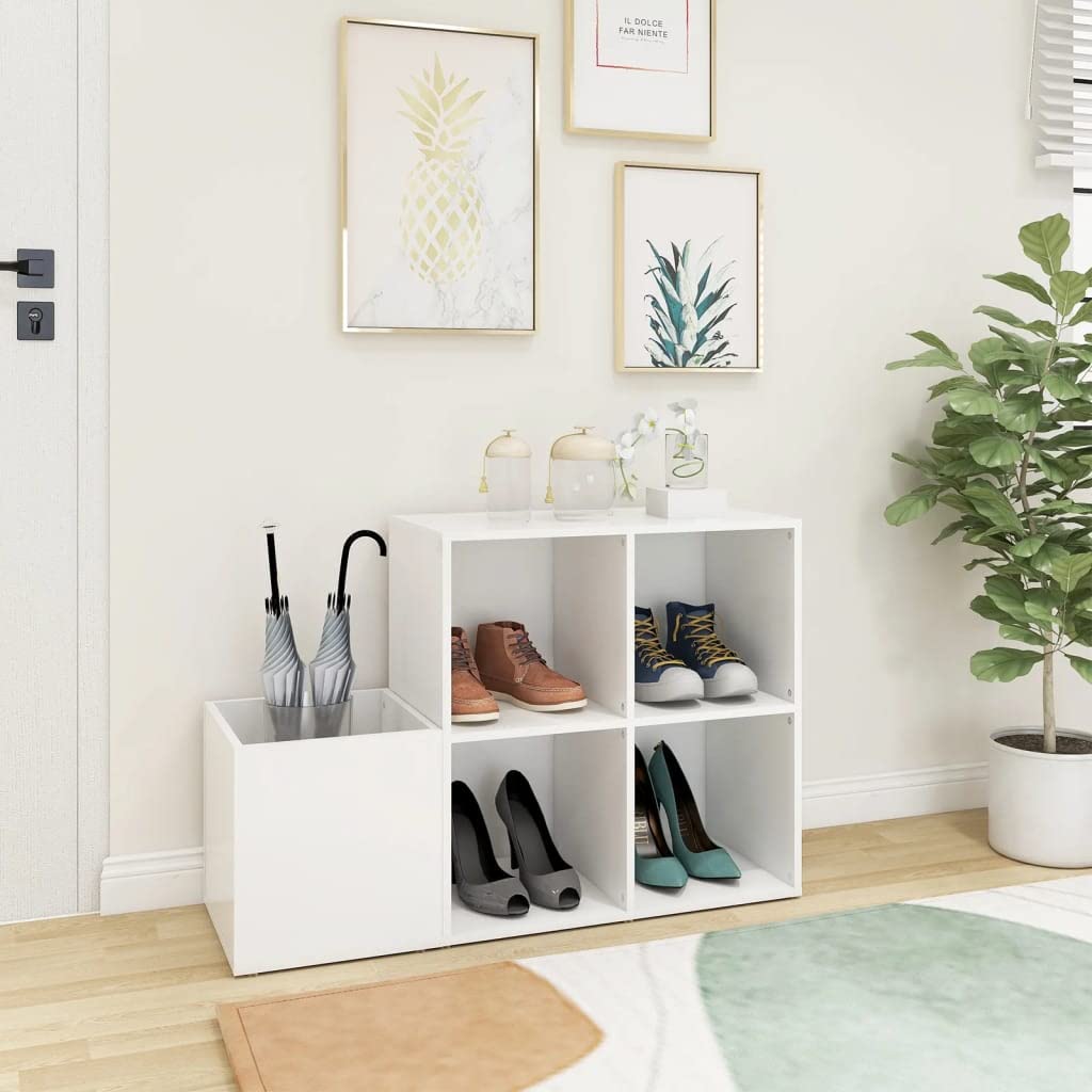 Szafka na buty do korytarza, biała, materiał drewnopochodny, 105 x 35,5 x 70 cm, regał na buty z drzwiami, komodą, do przedpokoju, przedpokoju, systemu porządkowania, mebli