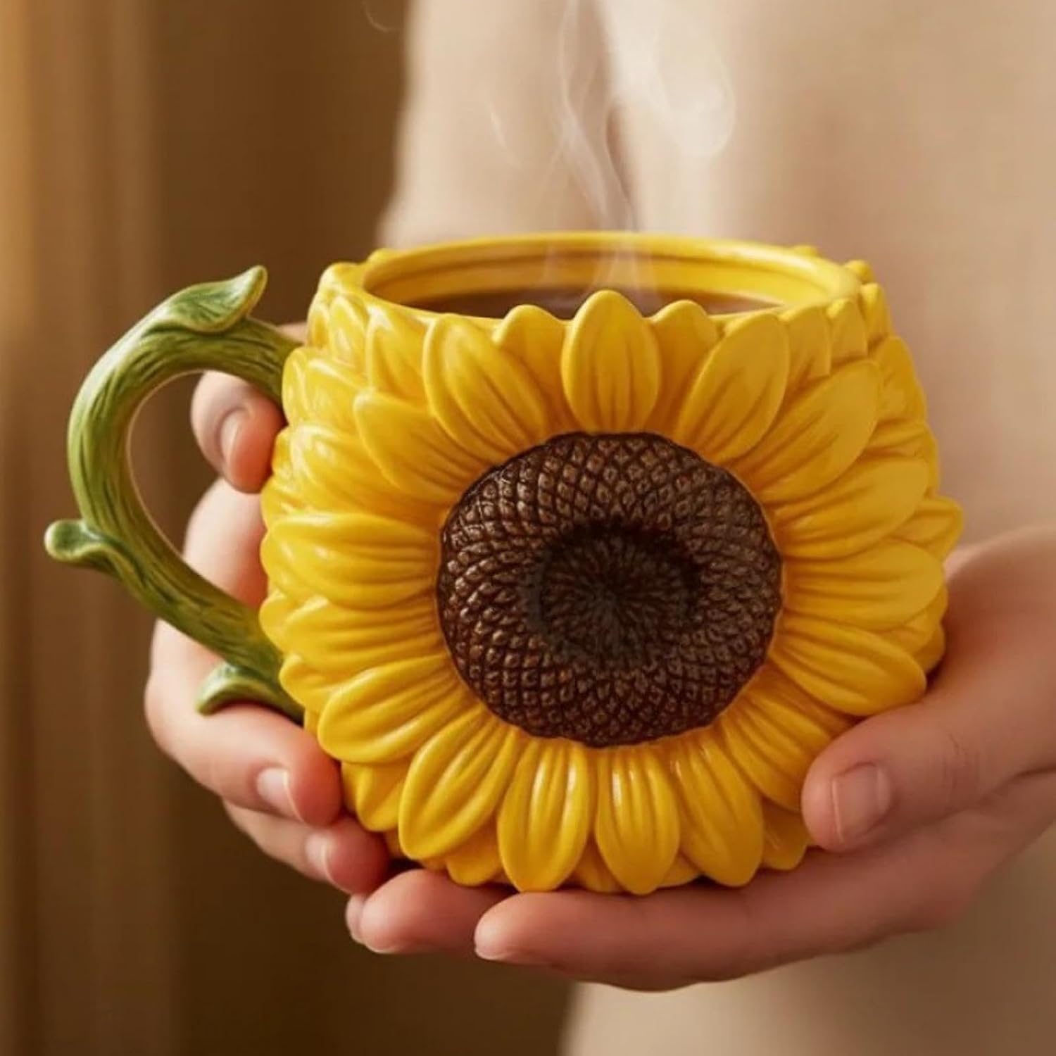 Handcrafted Resin Flower Mug with Ergonomic Handle Large Capacity Beverage Cup Multipurpose Offices Drinkware Creative Pattern Resin Beverage Mug