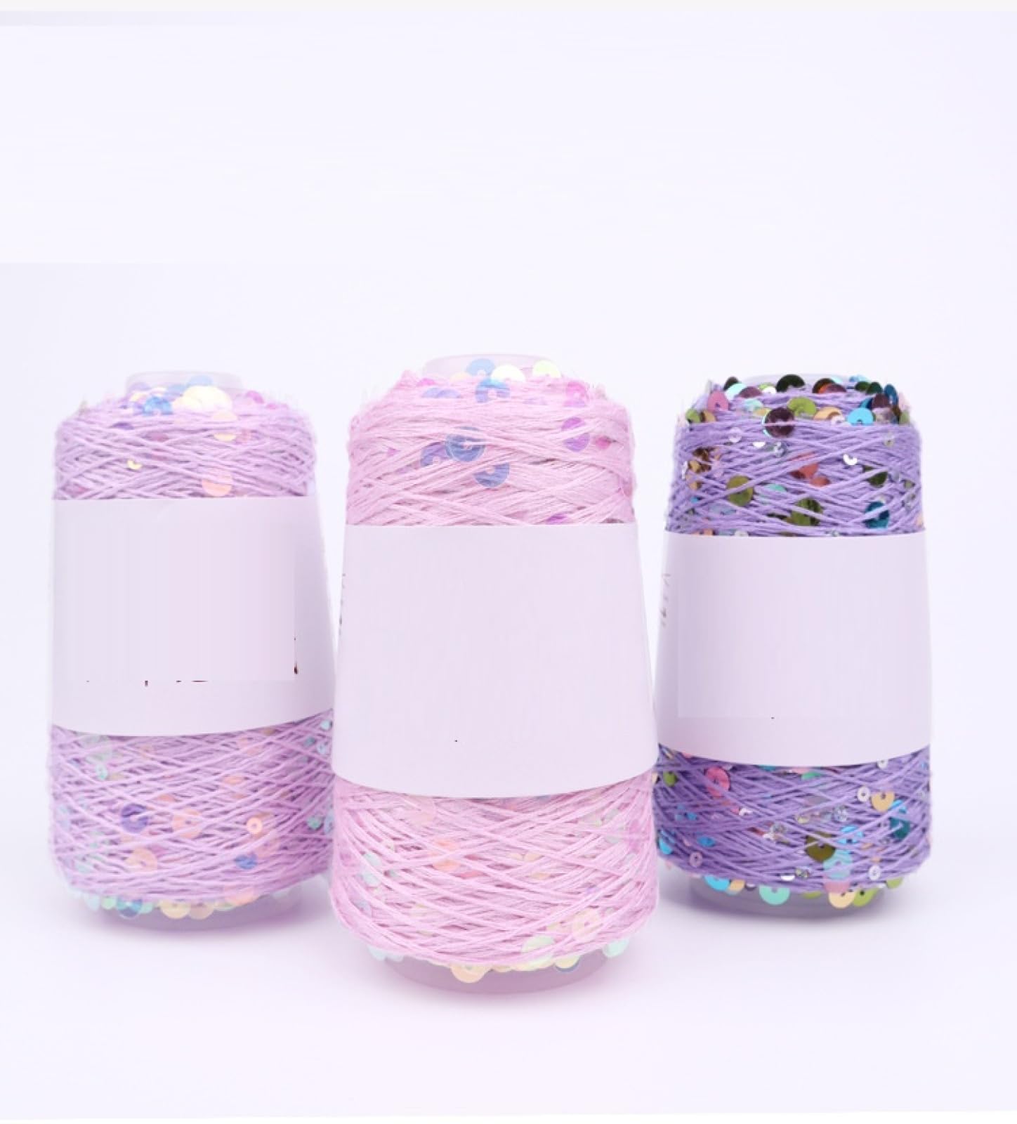 7 Stück Paillettengarn,Perlengröße 3mm+6mm,Handgestricktes Garnknäuel,A04