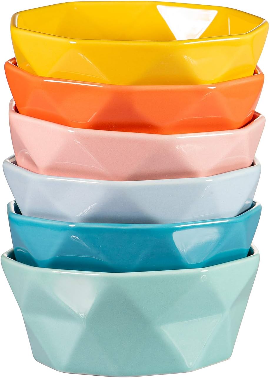Porcelain Ramekins Dessert Bowls – 8 Ounce Ceramic Oven Safe Geometric Bowl for …