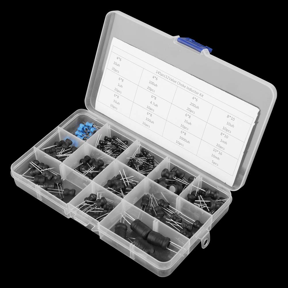 145pcs 12 Valeurs Inductances D'étranglement Assorties Kit Inducteurs 10uH-10mH Pour Circuits Électroniques