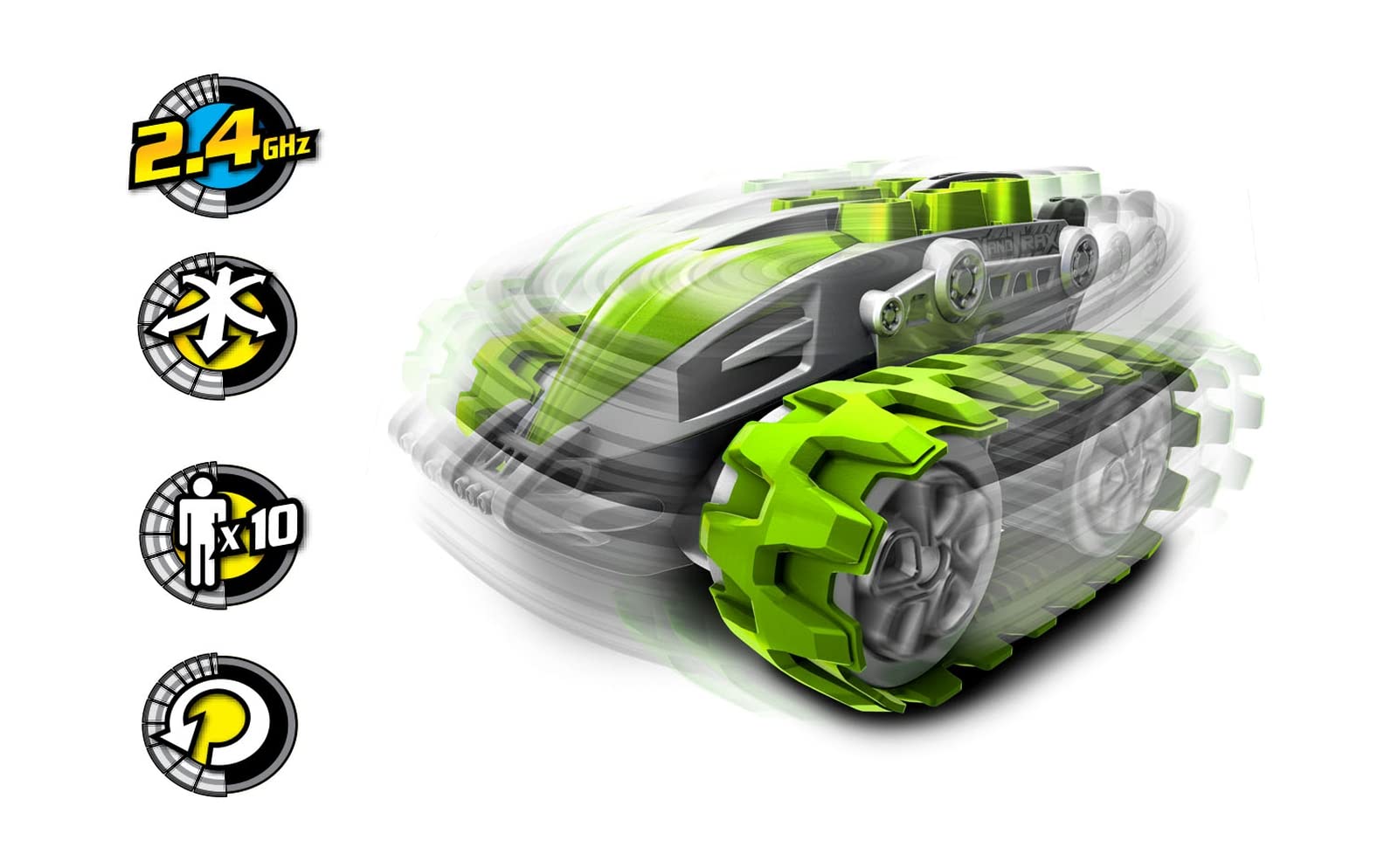 Nikko 10181 Nano Trax zdalnie sterowany samochód RC, mini pojazd gąsienicowy offroad, mały czołg z obrotami 360° i fajnymi godzinami, zabawka dla dzieci od 6 lat i dorosłych, ok. 15 cm, zielony