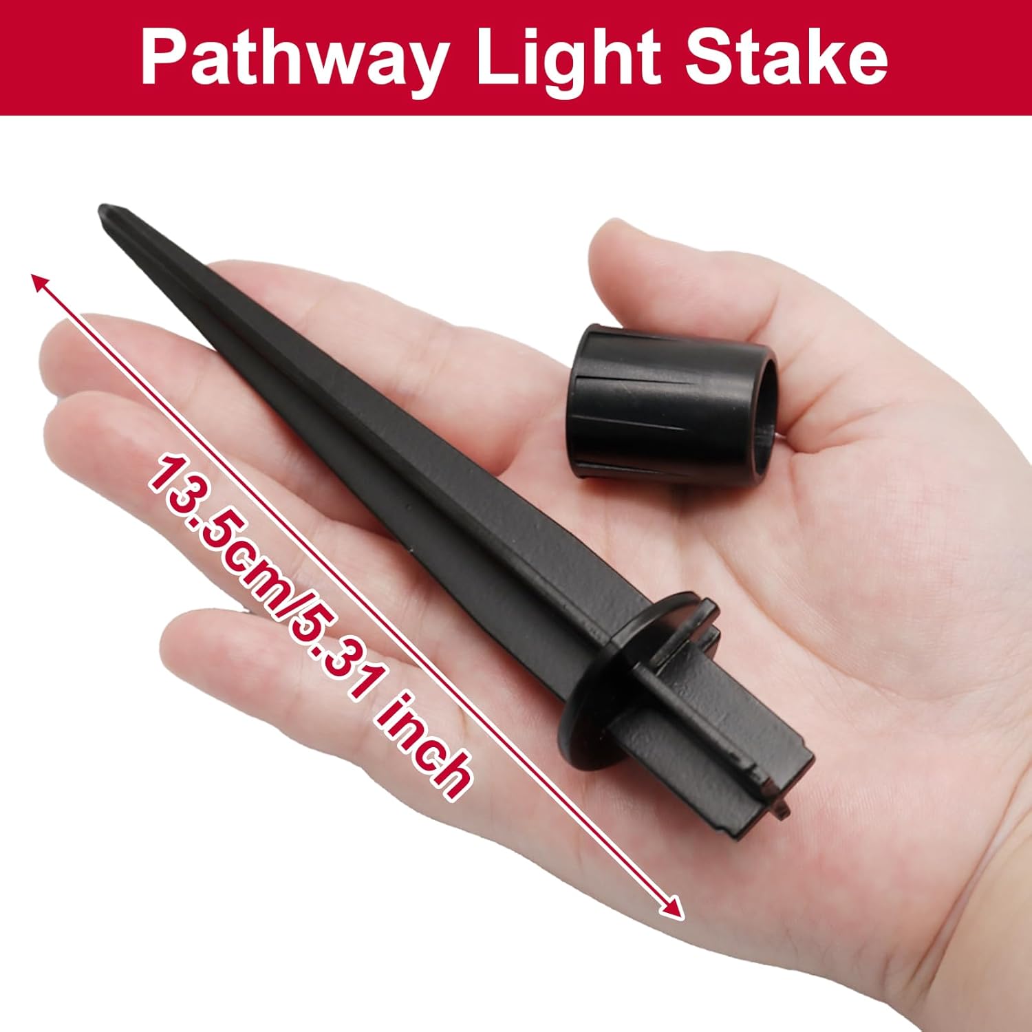 Biaungdo 6 Pack Metal Stakes, 5.3 Inch Solar Light Replacement Stakes, Black Outdoor Ground Stake for Yard Landscape Garden Pathway Patio Lamps Pole - Image 3