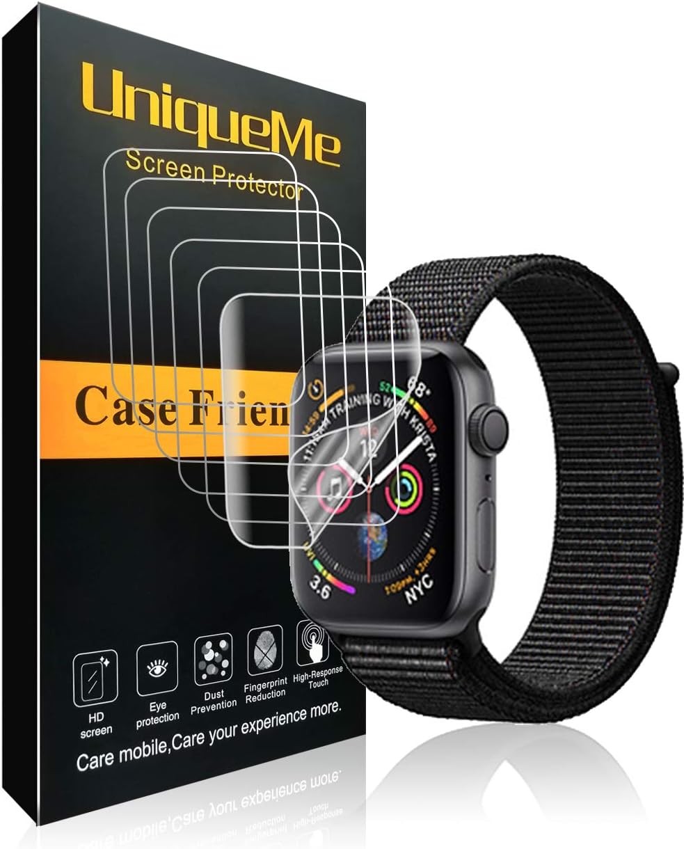 [6 Pack] INGLE for Apple Watch Series 4/Series 5 Screen Protector (44mm), [Anti-Bubble] [HD Clear] Full Coverage Film