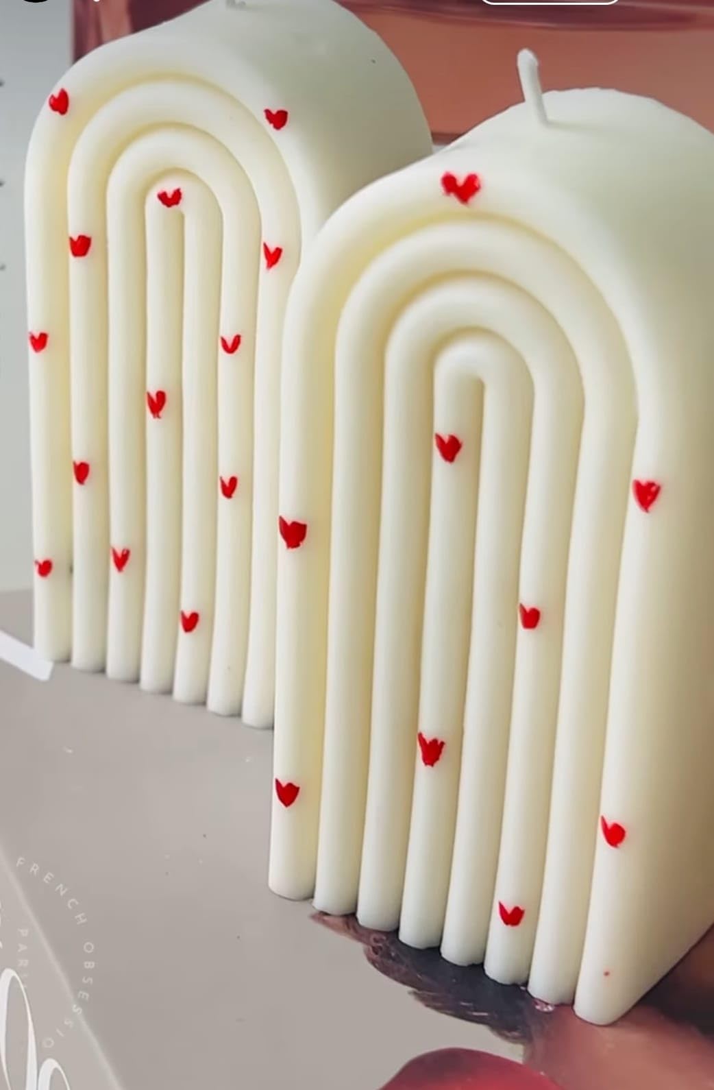 Rainbow Arch Candle with Red Hearts, Ivory White, Decorative Home Decor-image-22