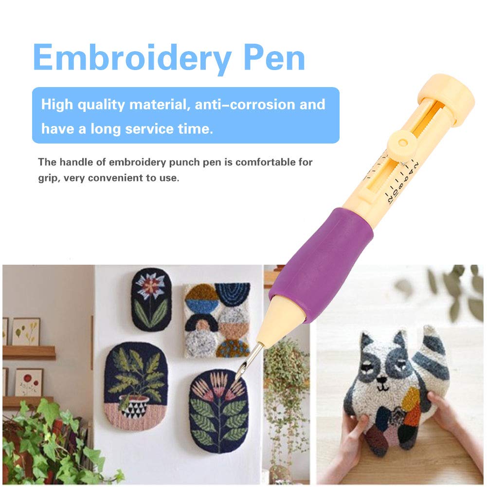 Tbest Russian Poke Fun Set,Embroidery Felting Needle Punch Pen with 2 Spring Needles Set Tool for DIY Craft