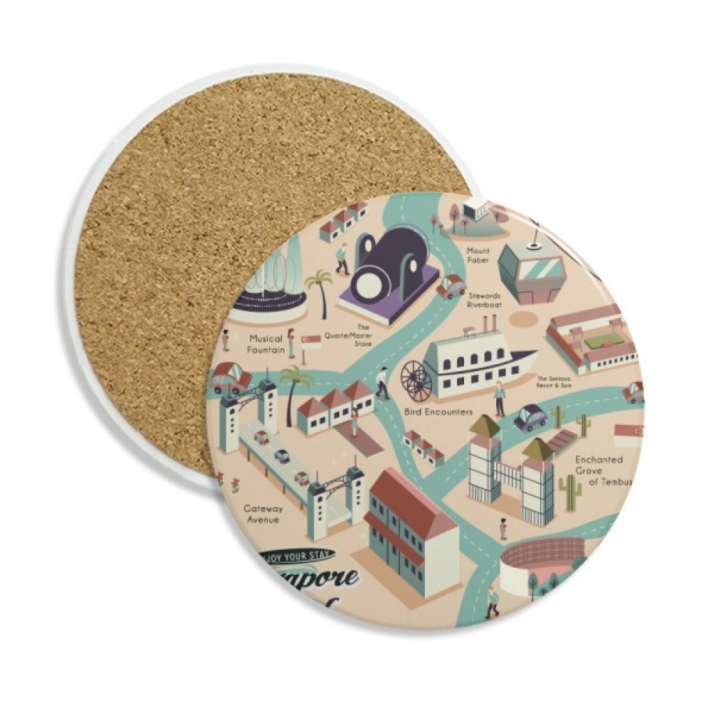 Singapour voyage sightseeing route dessous de verre pour table basse