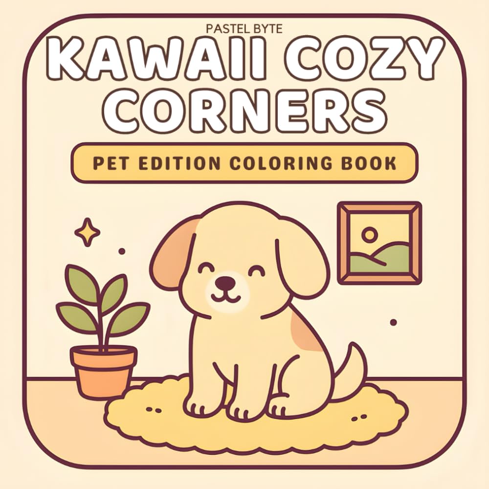 Kawaii Cozy Corners: Pet Edition Coloring Book — Cute Puppies, Kittens & Small Pets in Aesthetic Cozy Scenes | Relaxing Kawaii Line Art for Adults & ... Cats, Bunnies & Hamsters | Stress Relief