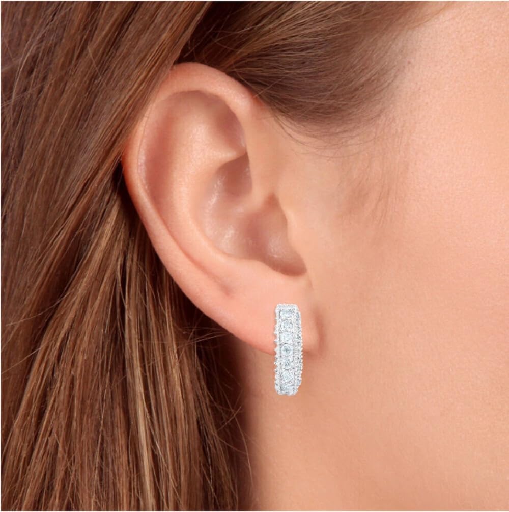 at 1 Ct Round Cut Simulated Diamond 14k White Gold Over On 925 Sterling Silver Half Stud Earrings