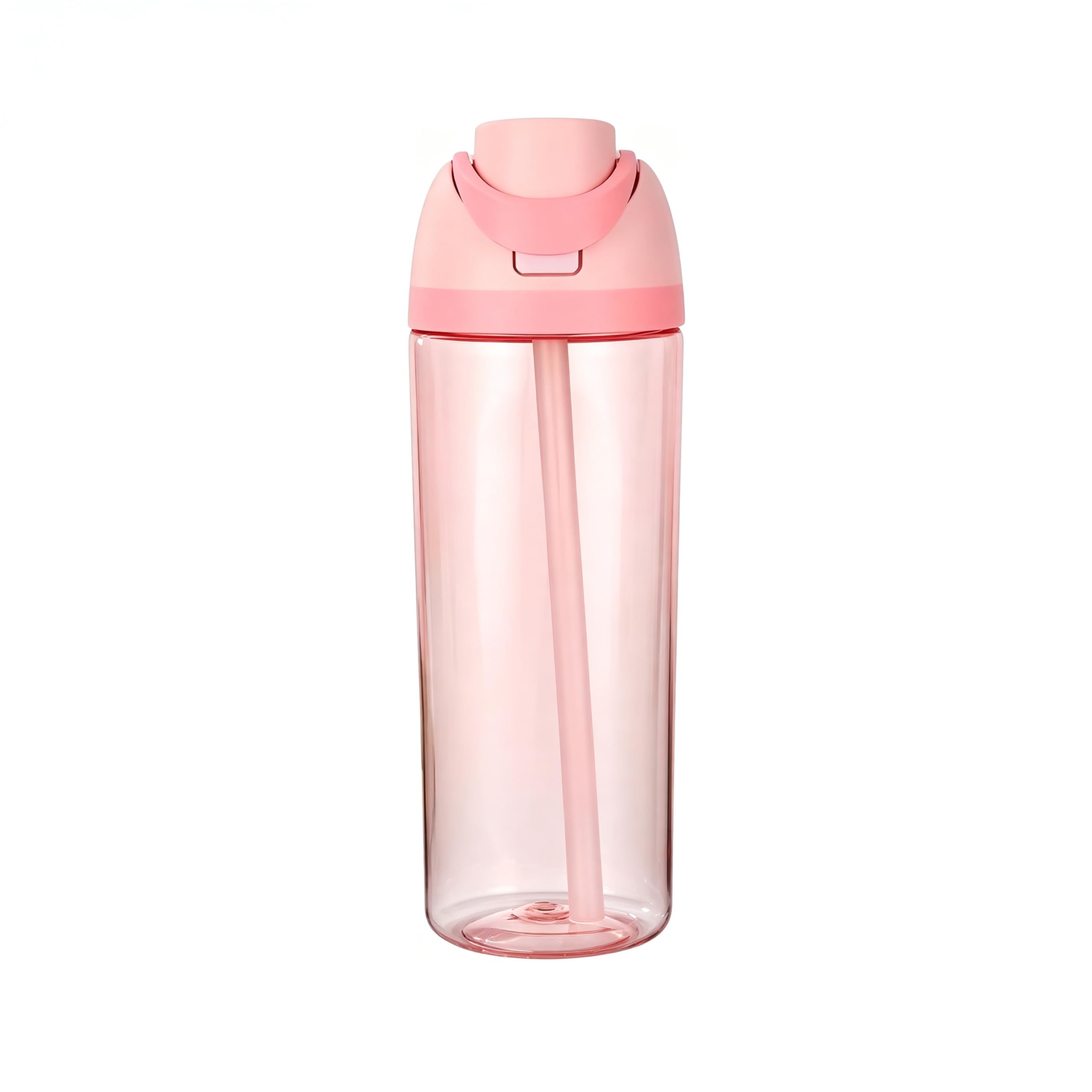 Clear Plastic Water Bottle with Straw, 20 Oz