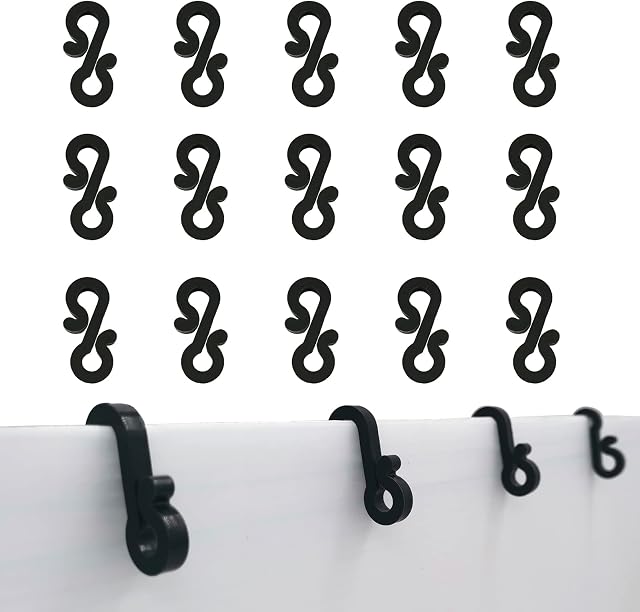 100 PCS Black Gutter Hooks Clips for Outdoor Christmas Lights, Outdoor Light Hooks Clips, S Clip Hanger Hooks on Wedding Christmas Halloween Garden Decor
