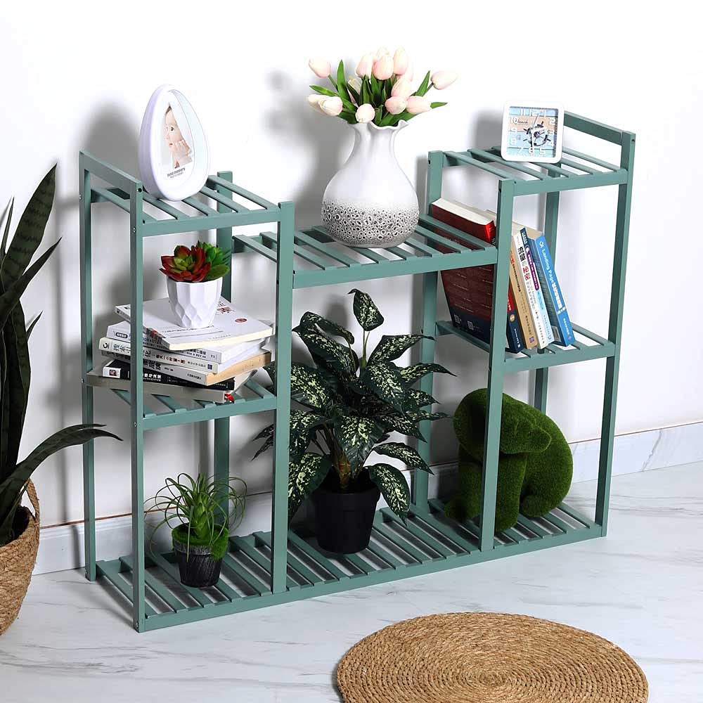 YATAI Bamboo Wood Plant Display Stand Multi Layer Flower Rack Indoor - Plants Pot Holder Flowers Shelf - Wooden Standing Bookshelf Storage Rack For Narrow Spaces - Stand For Plants