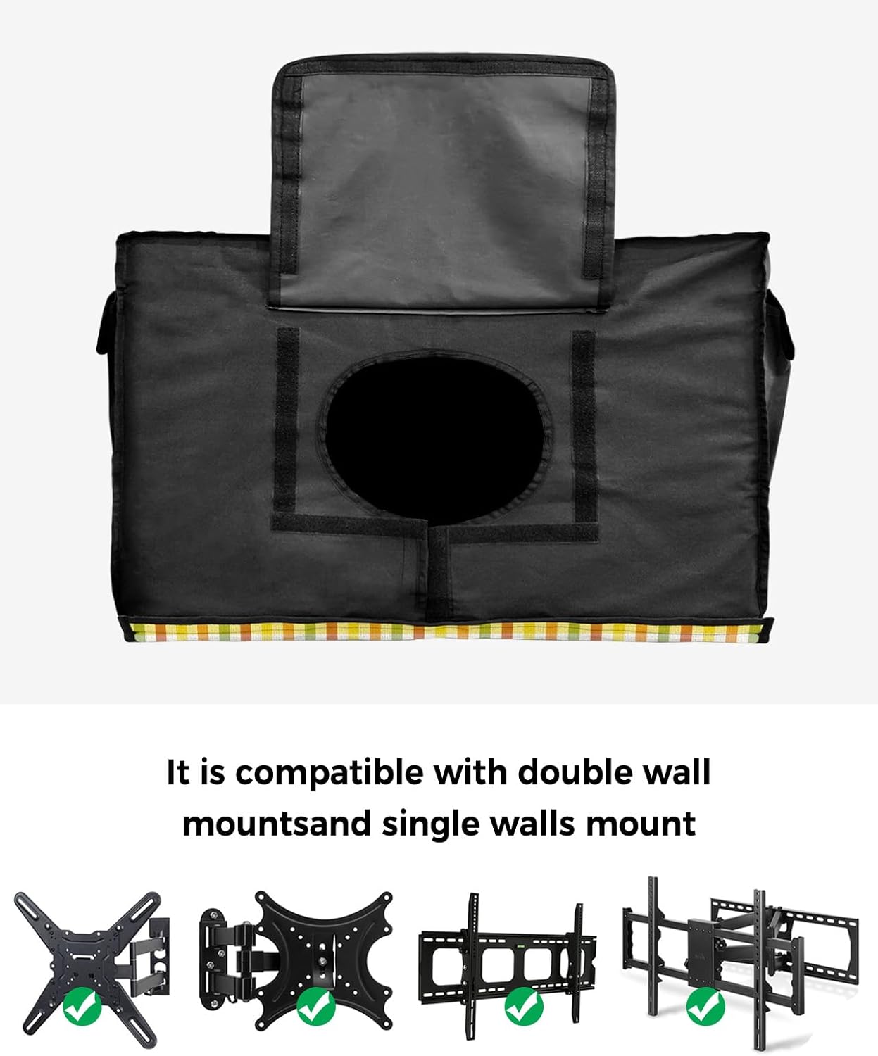 Outdoor TV Cover - Thanksgiving Fall Farmhouse Colorful Lattice Waterproof and Weatherproof 36"-39" LCD Movable Shield TV Display Screen Protector Outside Television Covers