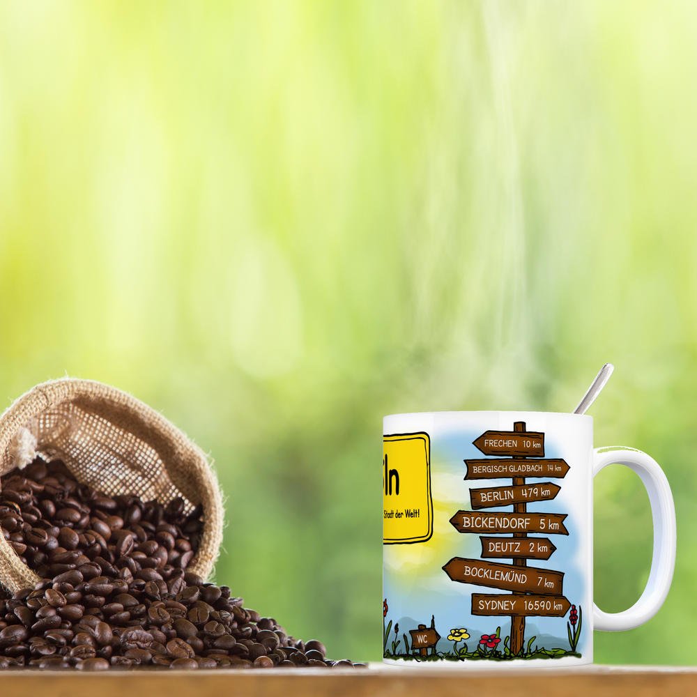 Wetter An Der Ruhr Kaffeebecher – Keramik-Tasse Mit Lokalpatriotismus-Spruch & Entfernungsangaben