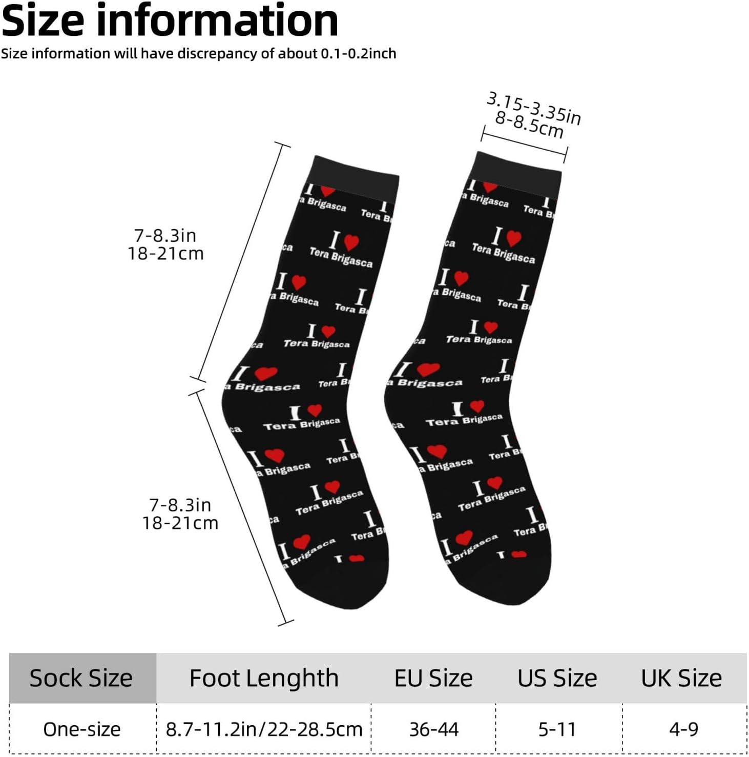 I love Tera Brigasca Socks For Men Women Sport Crew Athletic Running Wicking Socks