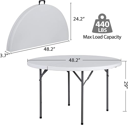Miniatura 46 de SUPER DEAL Mesa plegable cuadrada de 3 pies, para interiores y exteriores, de plástico resistente, plegable, por la mitad, mesa de fiesta de picnic
