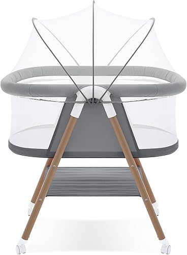 Miniatura 10 de Cunas para bebé, 3 en 1, cuna para bebé, resistente, portátil y fácil de ensamblar, incluye mosquitero y bolsa portátil. (Rosa) Rosa,Negro,Gris,Caqui