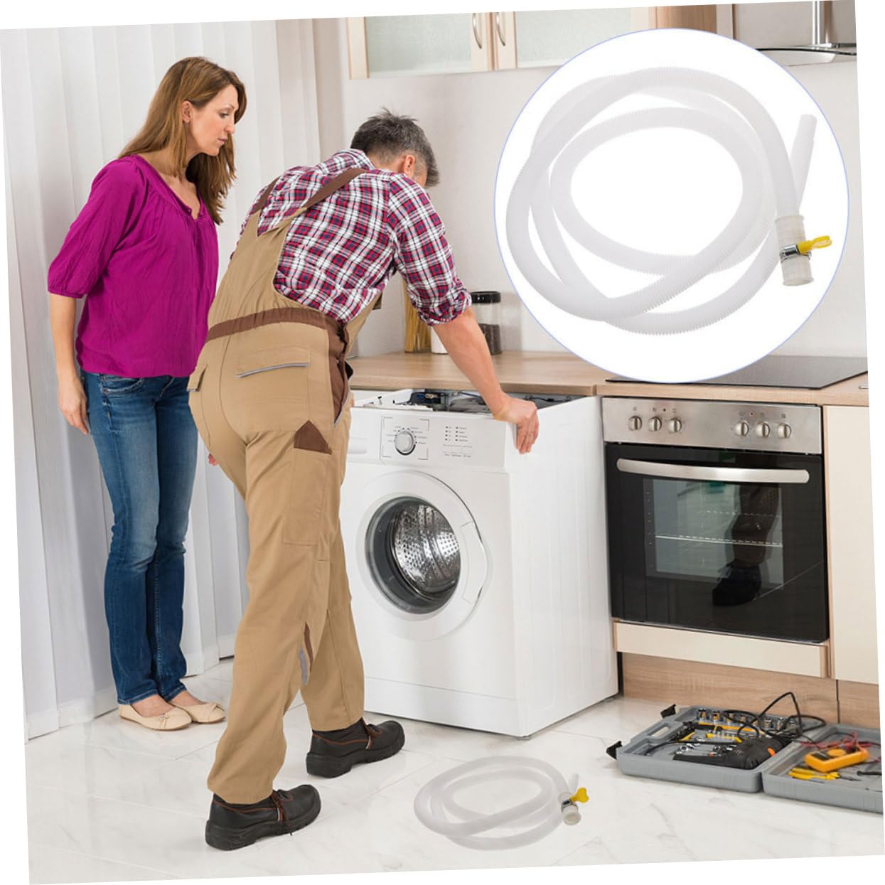 Tubo Scarico Condizionatore in Pe con Fascette in Acciaio Inox, Tubo Estensibile per Condensa con Installazione Facile e Sicura per Unità Esterna