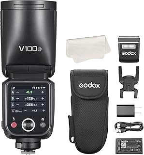 Godox V100-N 100Ws Touchscreen Camera Flash Speedlite for Nikon, Detachable Sub Flash, USB-C Charge Battery, 2.4G X Wireless HSS TTL Flash for Nikon Z9 Z8 Z7II Z6 ZFC D7500 D850 D810 D5100 D3200 D3100