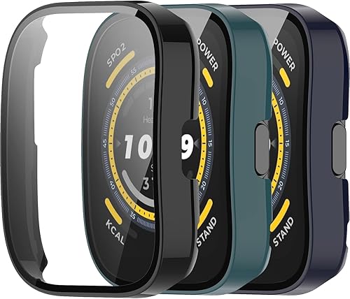 Protector de pantalla diseñado para Amazfit Bip 5 con película de vidrio templado, parachoques de policarbonato duro, cubierta completa, accesorios