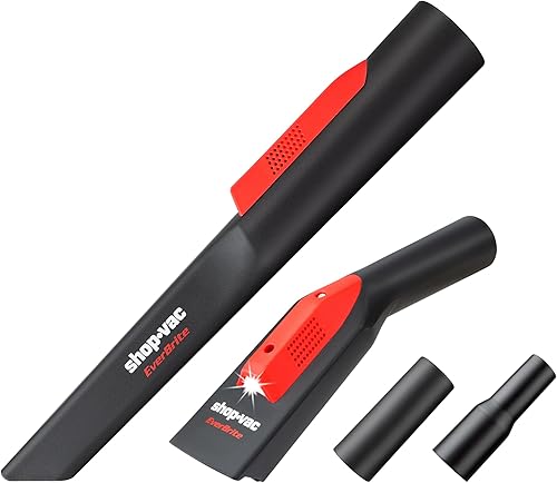 Shop-Vac Kit de boquillas con luz LED, herramienta para grietas de 1-12 pulgadas y boquilla de utilidad de 1-14 pulgadas con adaptadores, accesorios