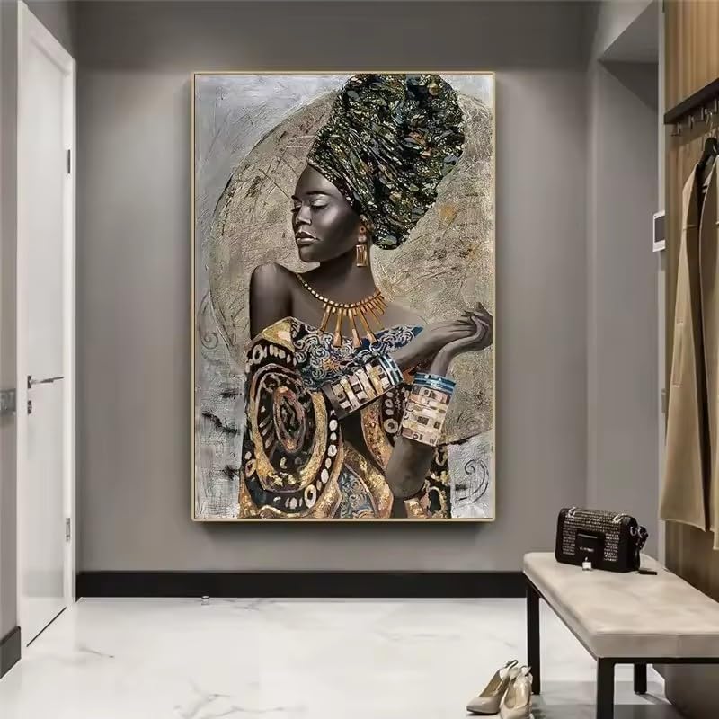 Art pour la maison : tableau femme africaine moderne pour chambre
