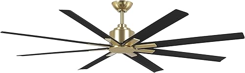 MINKA-AIRE F896-65-SBRCL Xtreme H2O Ventilador de techo para exteriores con motor CC de 65 pulgadas con control remoto en acabado de latón suave con