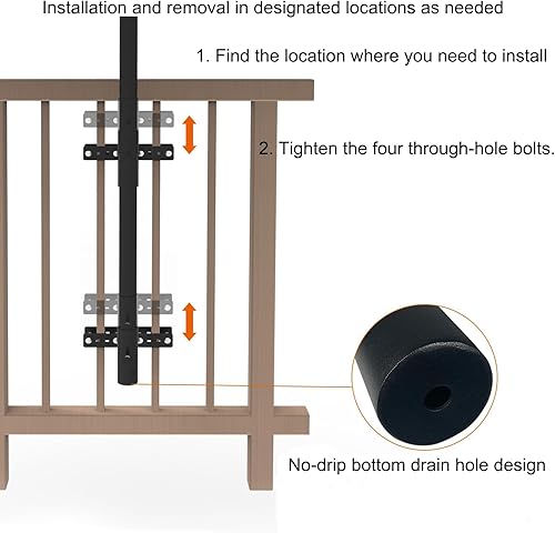 Miniatura 2 de Soporte ajustable para sombrilla de patio,Soporte de sombrilla de cubierta,Abrazadera de paraguas de metal, Metal duradero,Para fijar en la