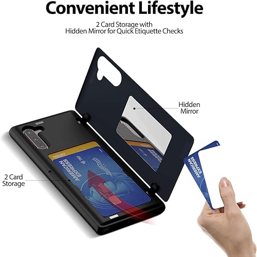 Miniatura 3 de GOOSPERY Funda tipo cartera para Galaxy Note 10 con tarjetero, funda protectora de doble capa para teléfono (azul medianoche)