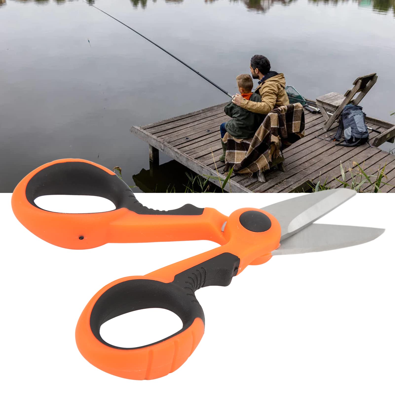 Dilwe Taux de Pêche à la Lame en Forme de Dent Portables, Petits Ciseaux Sûrs et Pratiques pour la Pêche en Acier Inoxydable