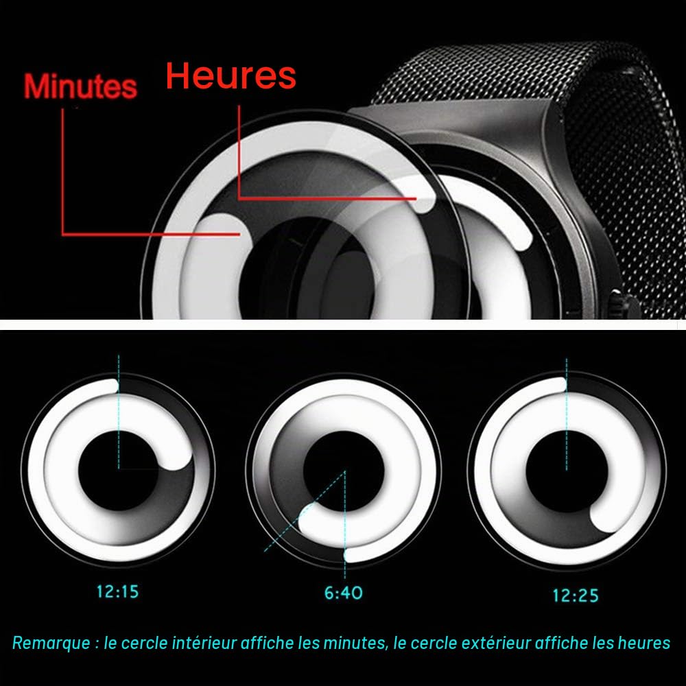 SINOBI Hommes Imperméable À l'eau Cadran en Acier Inoxydable Personnalité De Mode De Mode Montre avec Bracelet en Maille