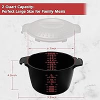 Vista 3 de Utensilios de cocina profesionales grandes para microondas de 2 cuartos, vaporera de microondas para verduras, cocinador para microondas - sin BPA